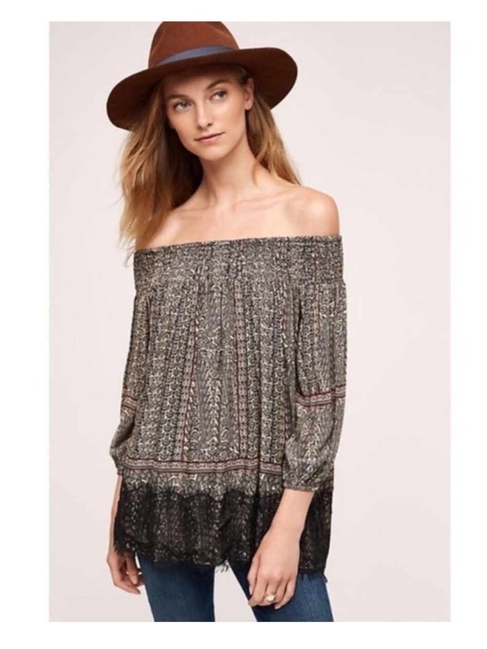 Anthropologie Vanessa Virginia Augusta Off the Shoulder Too. Dark Academia. SZ M